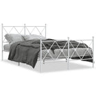 Bed frame with headboard and footboard white metal 120x200 cm
