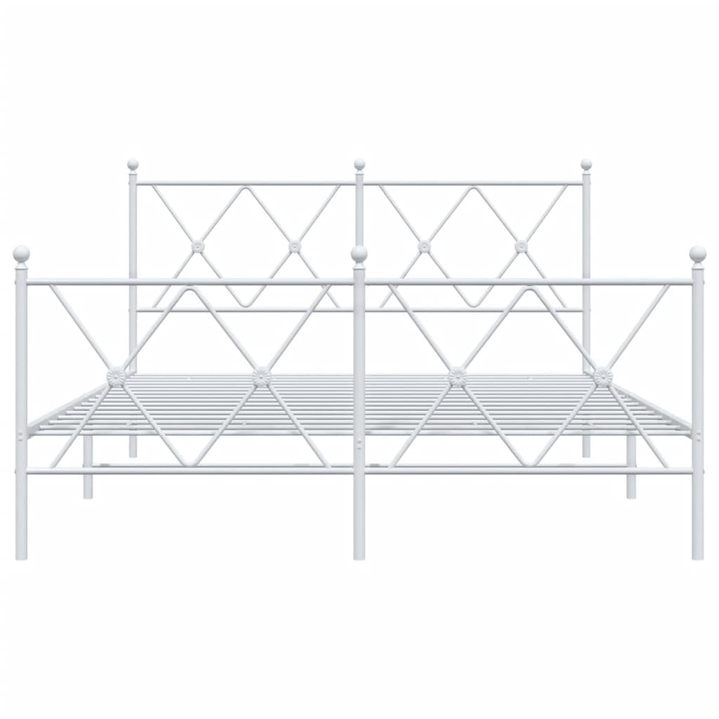 Bedframe met hoofd- en voeteneinde metaal wit 137x190 cm