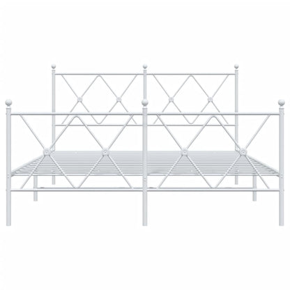 Bedframe met hoofd- en voeteneinde metaal wit 137x190 cm