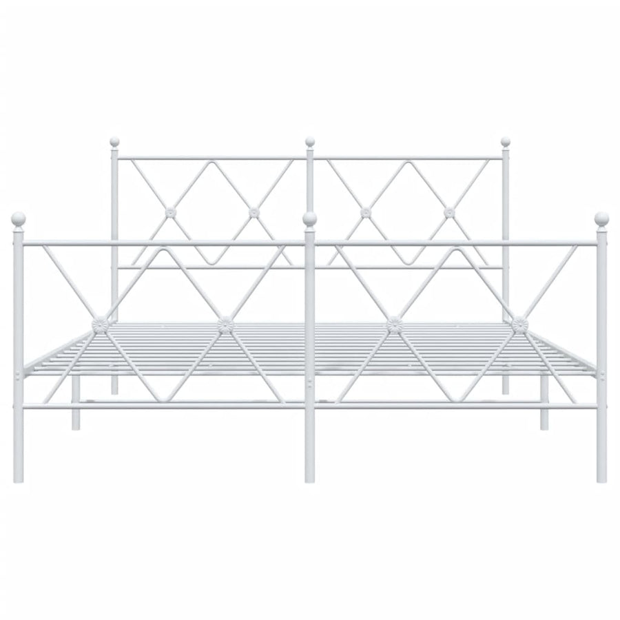 Bedframe met hoofd- en voeteneinde metaal wit 137x190 cm