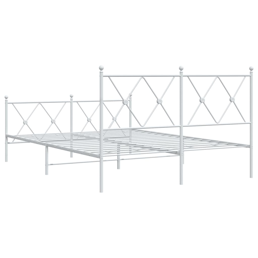 Bedframe met hoofd- en voeteneinde metaal wit 137x190 cm