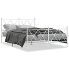 Bed frame with headboard and footboard metal white 137x190 cm