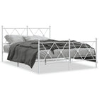 White metal bed frame with headboard and footboard 140x190 cm