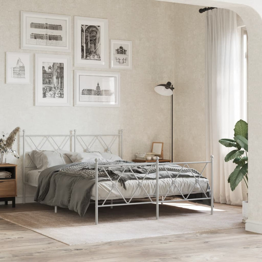 Bedframe met hoofd- en voeteneinde metaal wit 140x200 cm