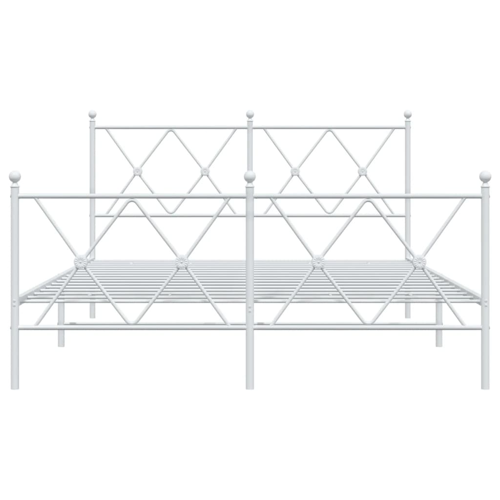 Bedframe met hoofd- en voeteneinde metaal wit 140x200 cm