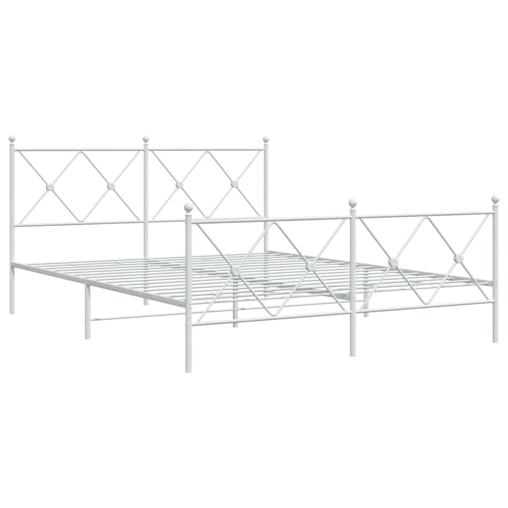 Bedframe met hoofd- en voeteneinde metaal wit 150x200 cm