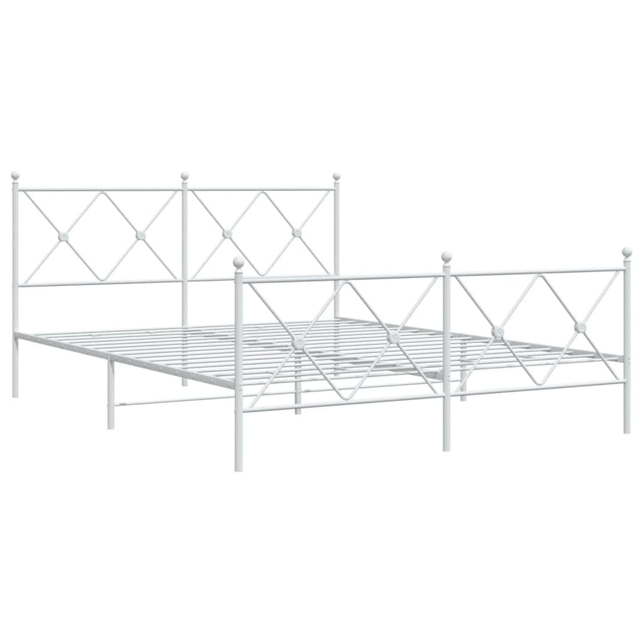 Bedframe met hoofd- en voeteneinde metaal wit 150x200 cm