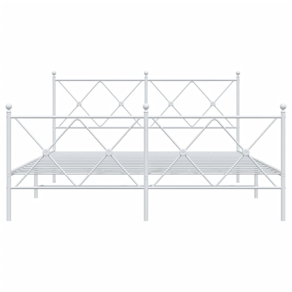 Bedframe met hoofd- en voeteneinde metaal wit 150x200 cm