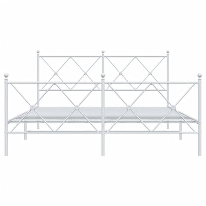 Bedframe met hoofd- en voeteneinde metaal wit 150x200 cm