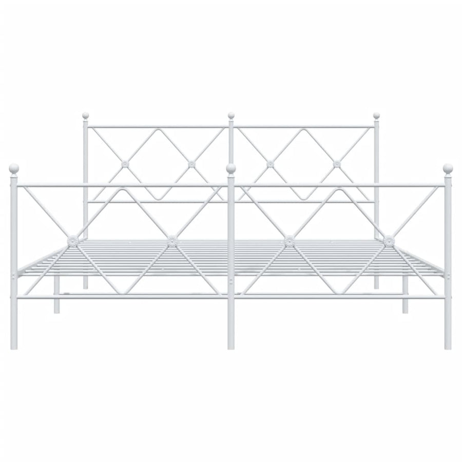 Bedframe met hoofd- en voeteneinde metaal wit 150x200 cm