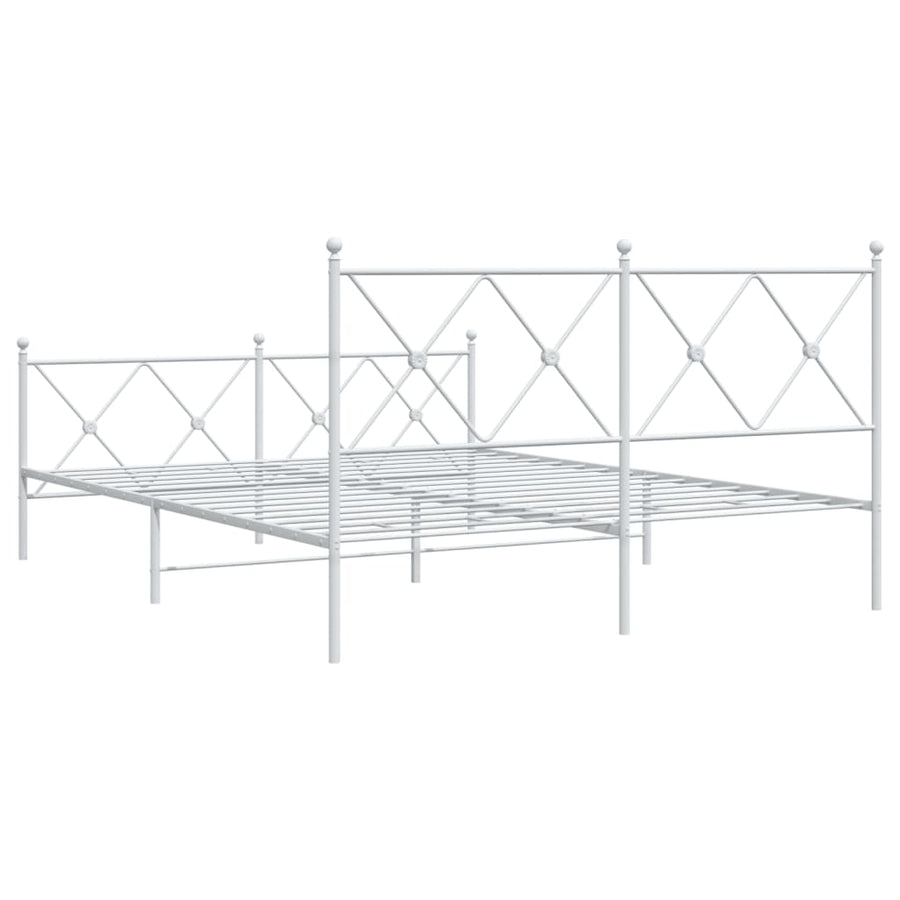 Bedframe met hoofd- en voeteneinde metaal wit 150x200 cm