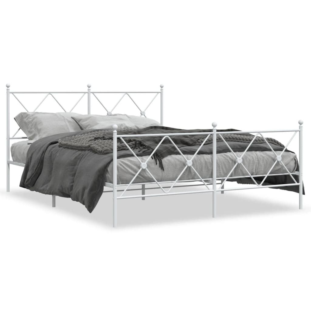Bedframe met hoofd- en voeteneinde metaal wit 150x200 cm