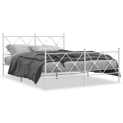 Bedframe met hoofd- en voeteneinde metaal wit 150x200 cm