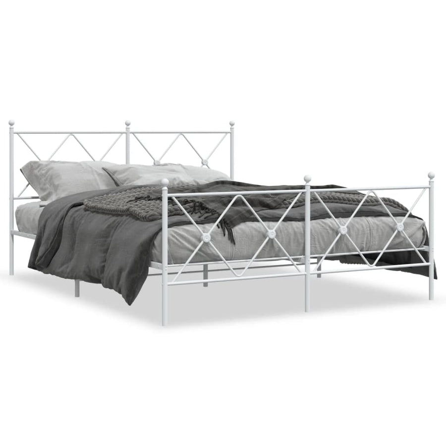 Bedframe met hoofd- en voeteneinde metaal wit 150x200 cm