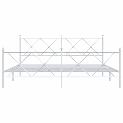 Bedframe met hoofd- en voeteneinde metaal wit 183x213 cm