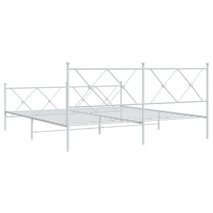 Bedframe met hoofd- en voeteneinde metaal wit 183x213 cm