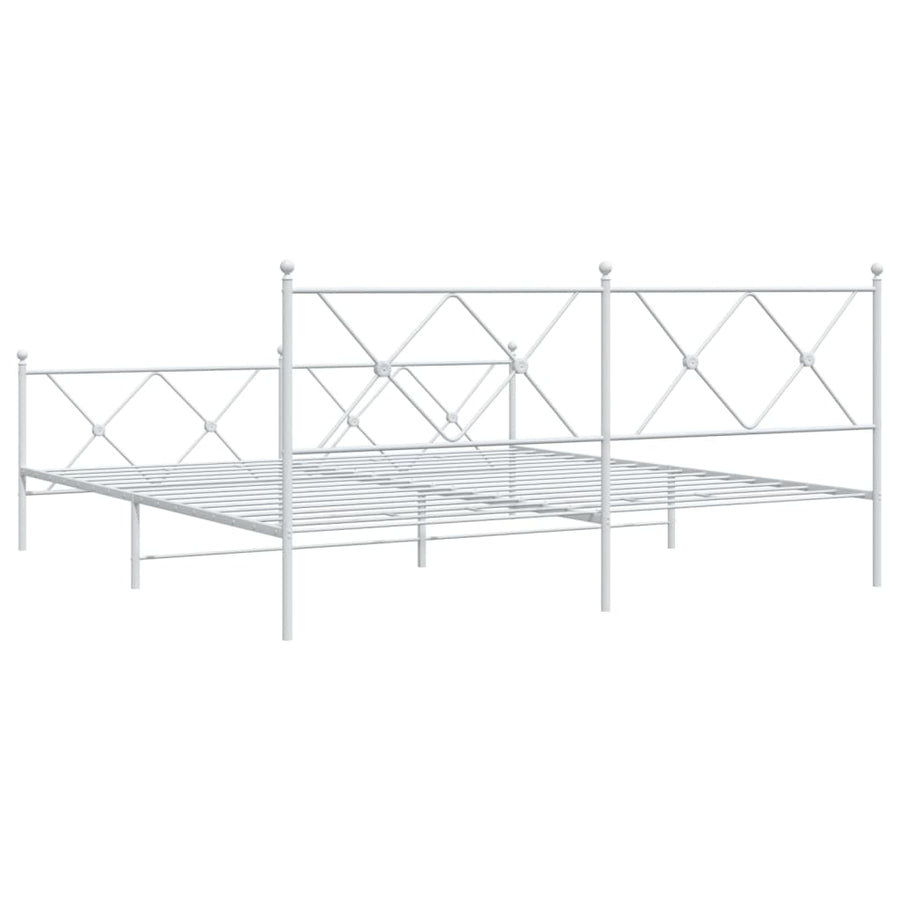 Bedframe met hoofd- en voeteneinde metaal wit 183x213 cm