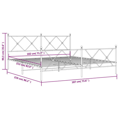 Bedframe met hoofd- en voeteneinde metaal wit 183x213 cm
