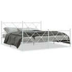 White Metal Bed Frame with Headboard and Footboard 183x213 cm