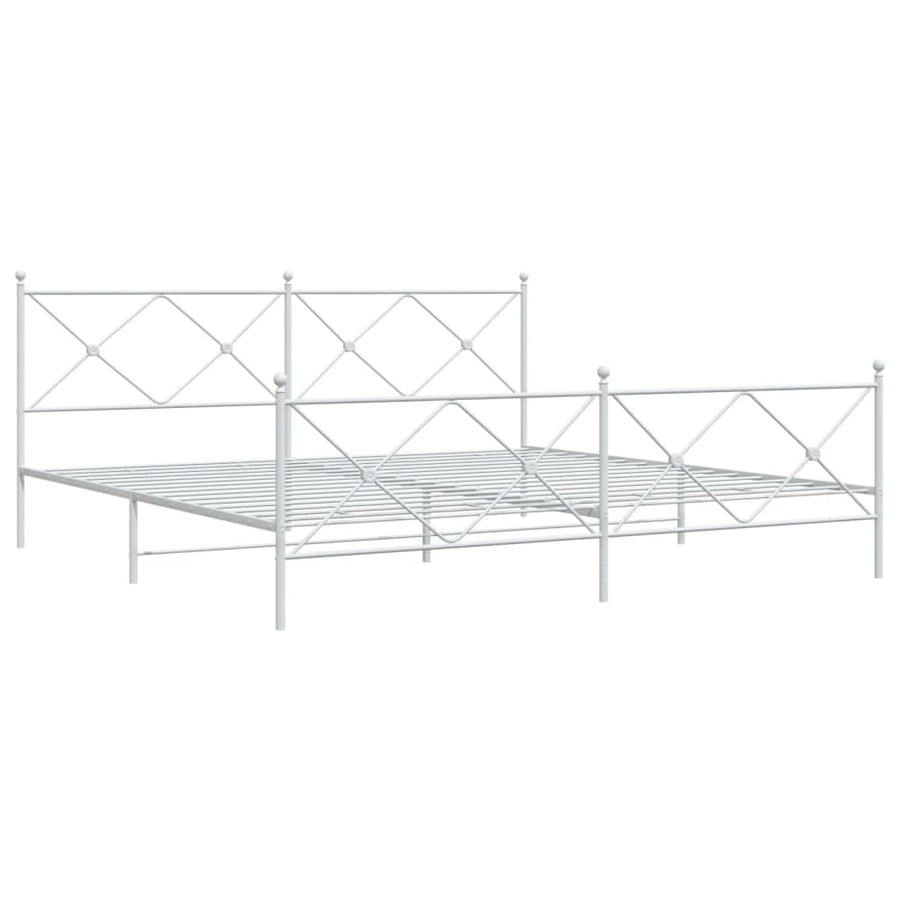 Bedframe met hoofd- en voeteneinde metaal wit 193x203 cm