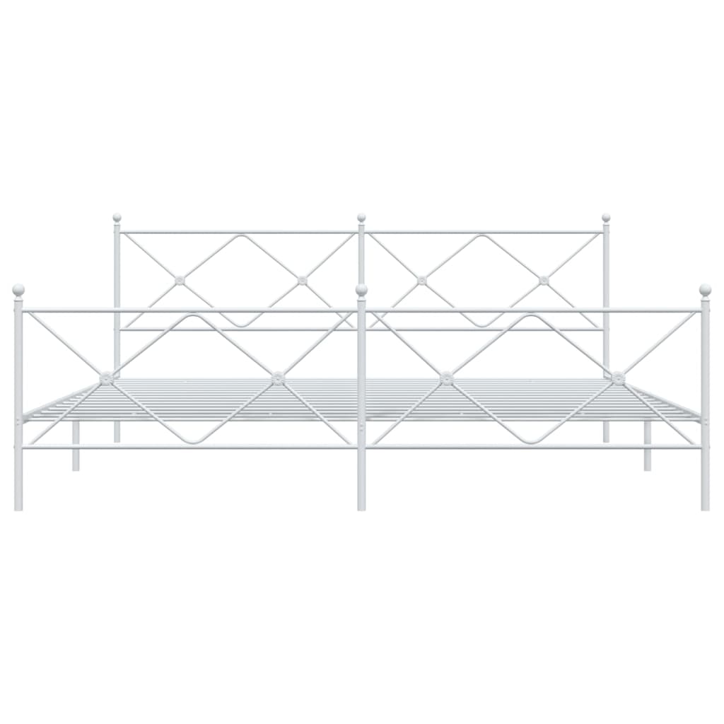 Bedframe met hoofd- en voeteneinde metaal wit 193x203 cm