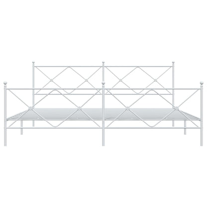 Bedframe met hoofd- en voeteneinde metaal wit 193x203 cm