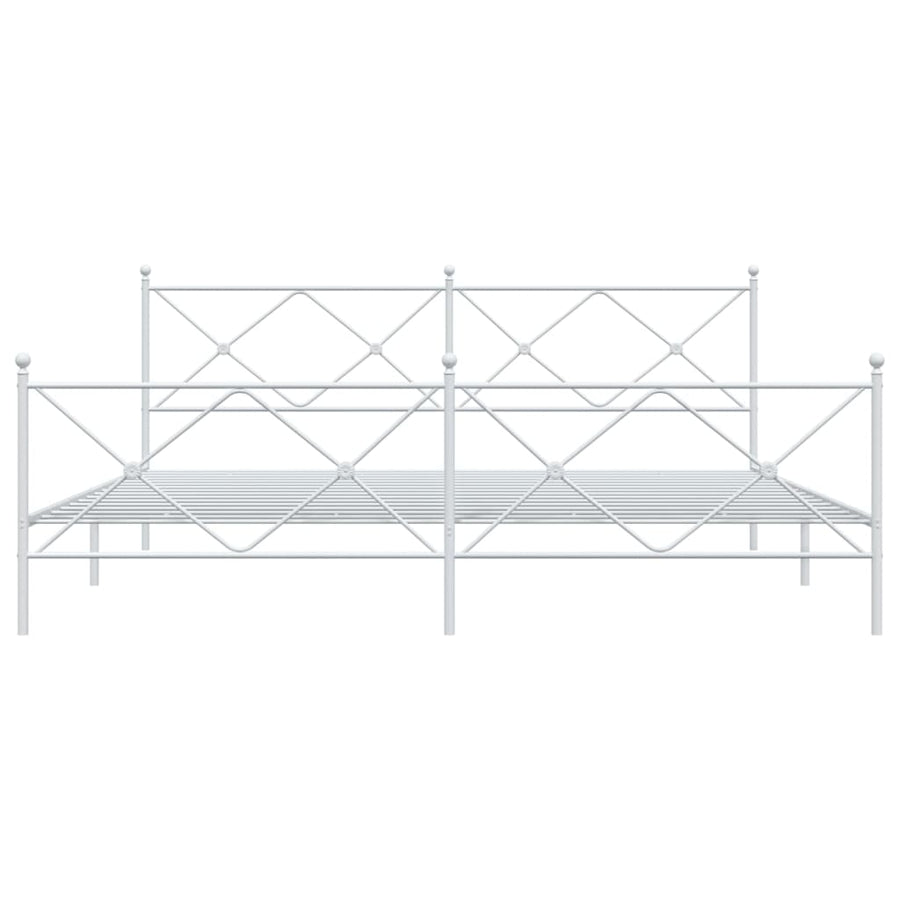 Bedframe met hoofd- en voeteneinde metaal wit 193x203 cm