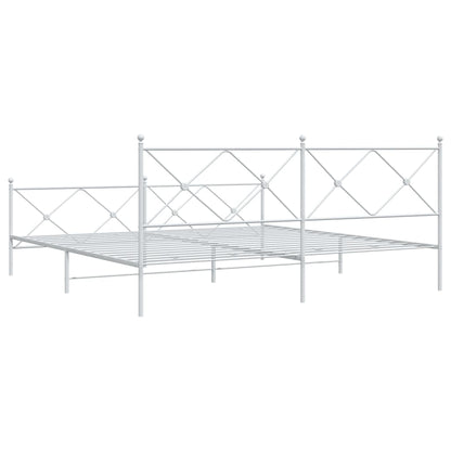 Bedframe met hoofd- en voeteneinde metaal wit 193x203 cm