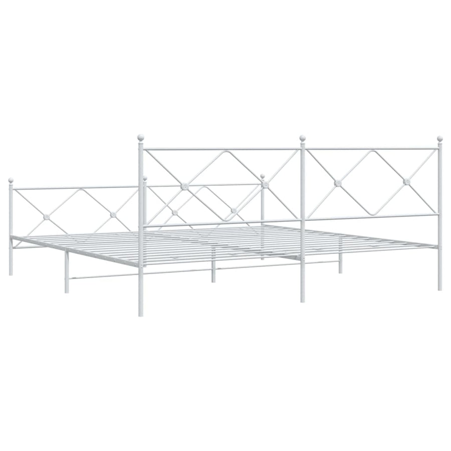 Bedframe met hoofd- en voeteneinde metaal wit 193x203 cm