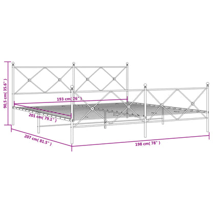 Bedframe met hoofd- en voeteneinde metaal wit 193x203 cm