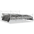 Metal Bed Frame with Headboard and Footboard White 193x203 cm