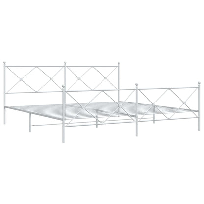 Bedframe met hoofd- en voeteneinde metaal wit 200x200 cm