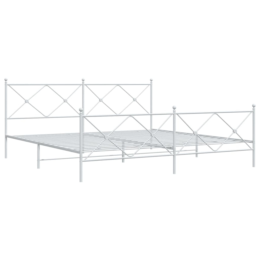 Bedframe met hoofd- en voeteneinde metaal wit 200x200 cm