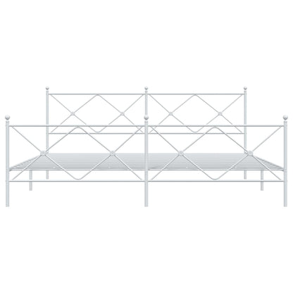 Bedframe met hoofd- en voeteneinde metaal wit 200x200 cm