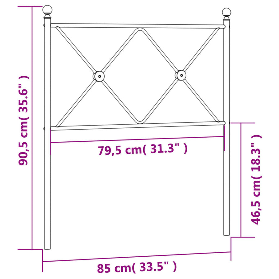 Hoofdbord 80 cm metaal wit