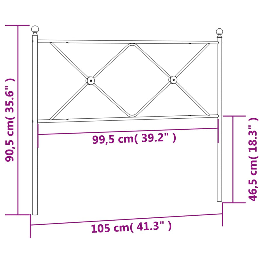 Hoofdbord 100 cm metaal wit