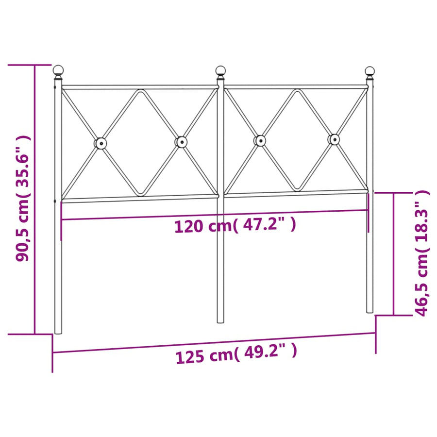 Hoofdbord 120 cm metaal wit