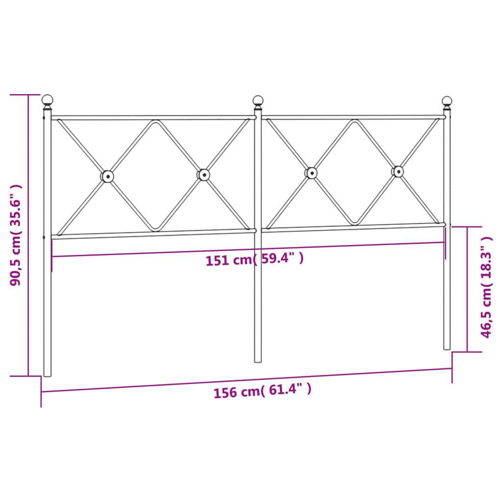 Hoofdbord 150 cm metaal wit