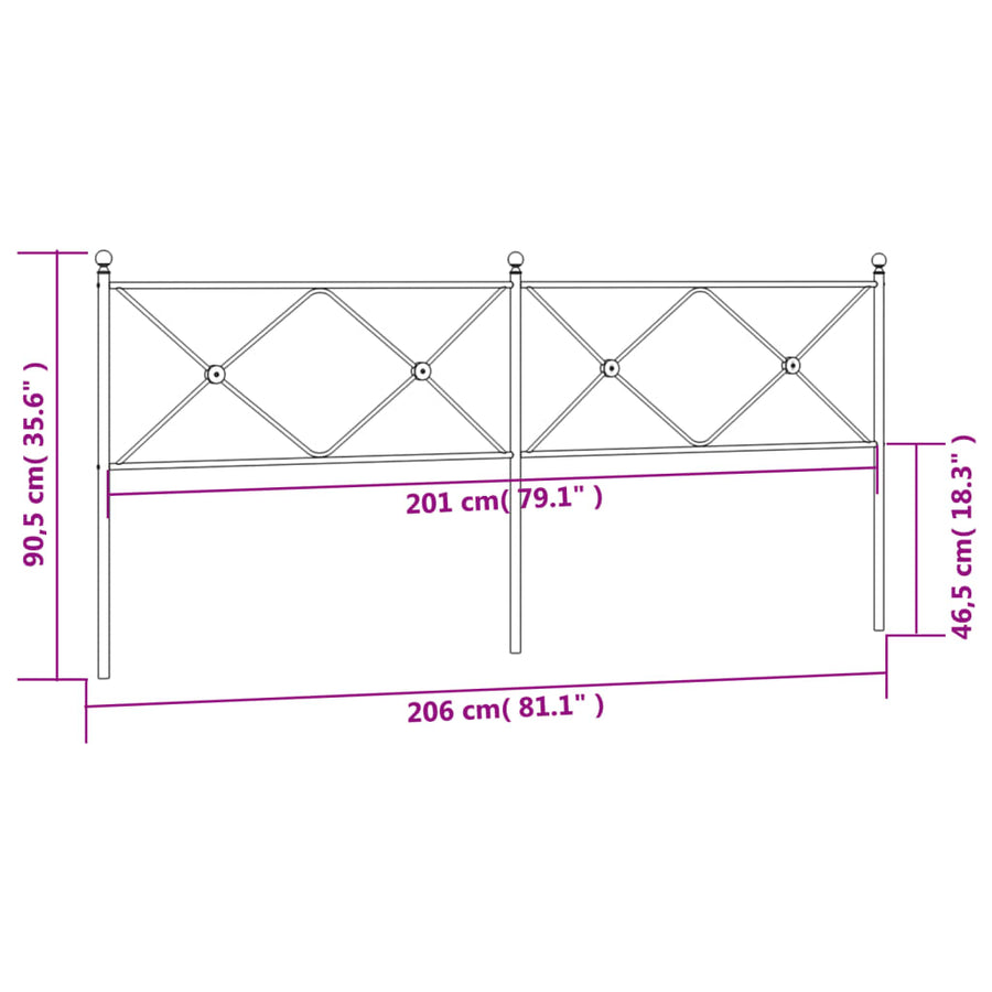Hoofdbord 200 cm metaal wit