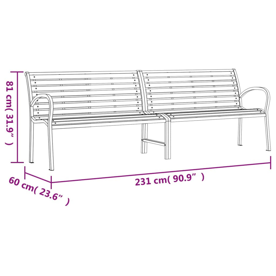 Tuinbank Dubbel 231 Cm Staal En Hkc Zwart
