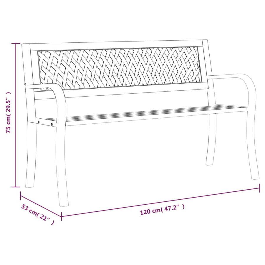 Tuinbank 120 cm staal zwart