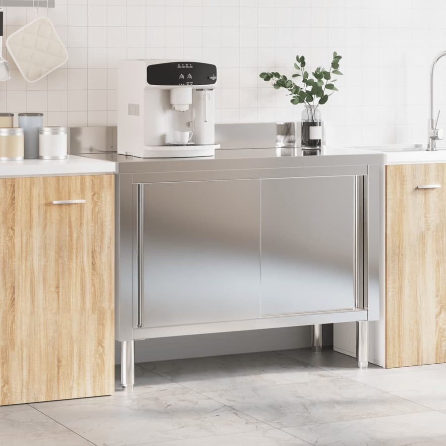 Keukenwerktafel Met Schuifdeuren Roestvrijstaal