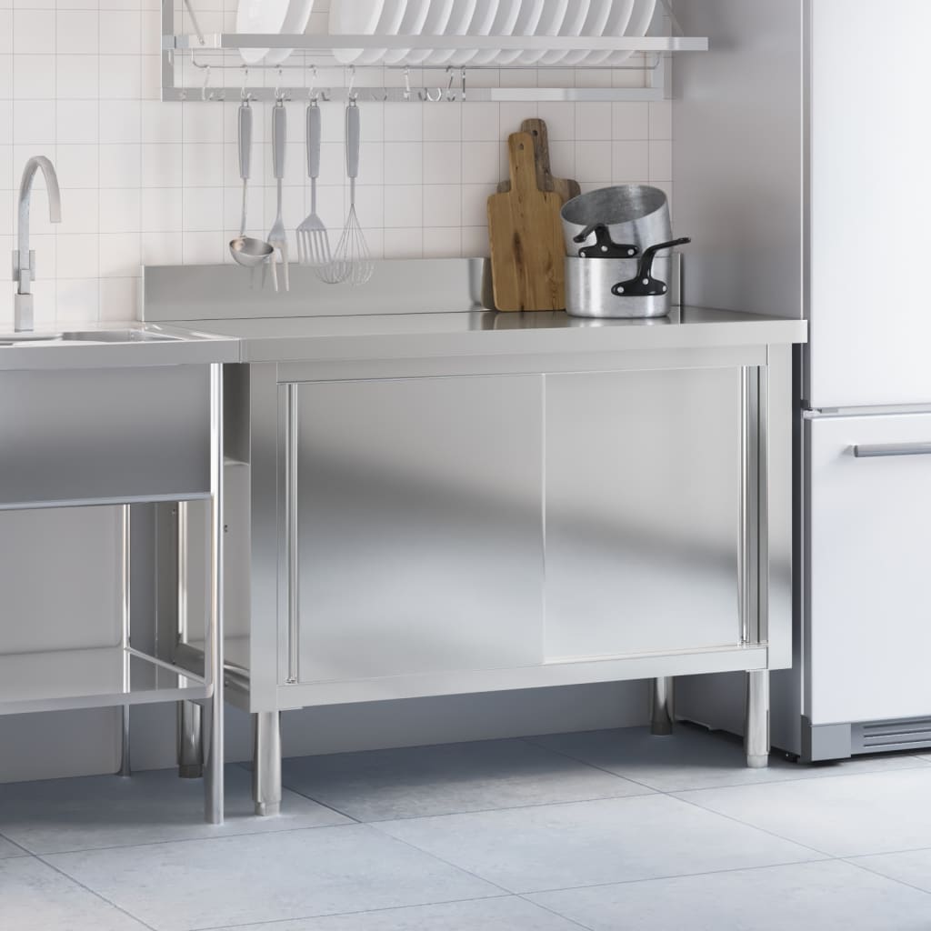 Keukenwerktafel Met Schuifdeuren Roestvrijstaal