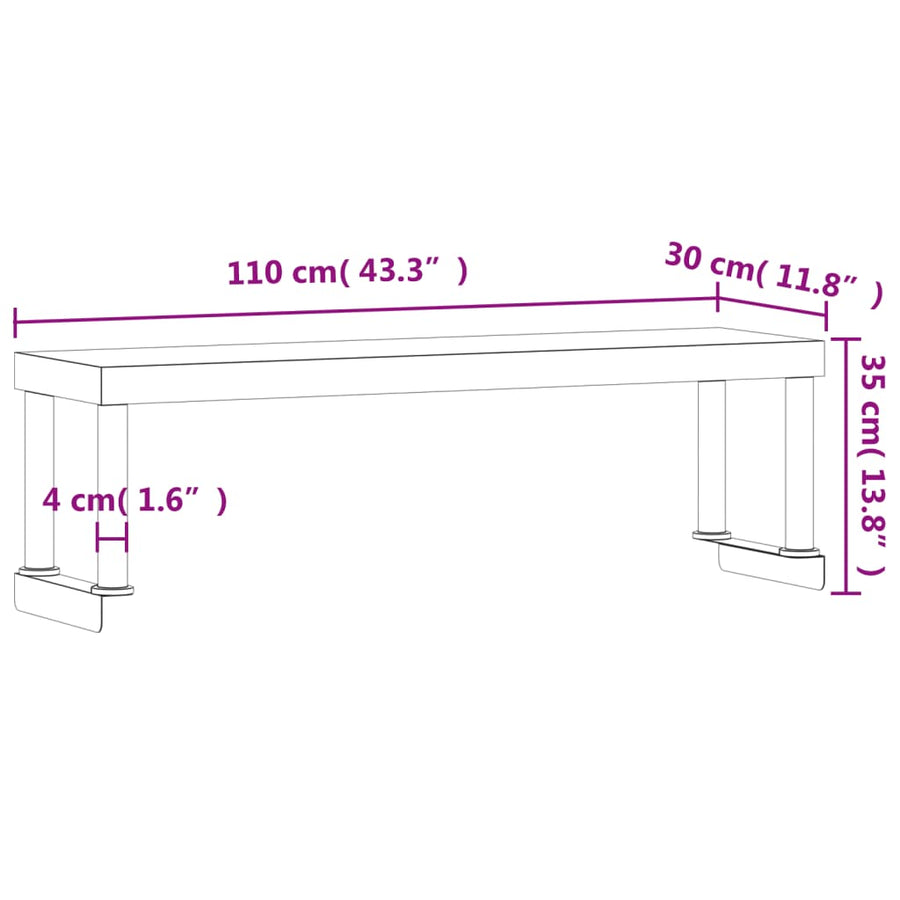Verhoging Voor Werktafel Roestvrij Staal 110 x 30 x 35 cm