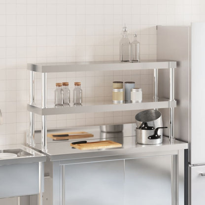 Verhoging Voor Werktafel 2-Laags Roestvrij Staal 110 x 30 x 65 cm