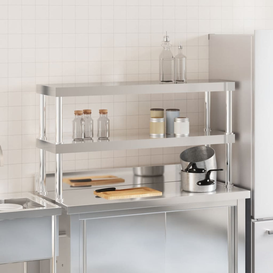 Verhoging Voor Werktafel 2-Laags Roestvrij Staal 110 x 30 x 65 cm