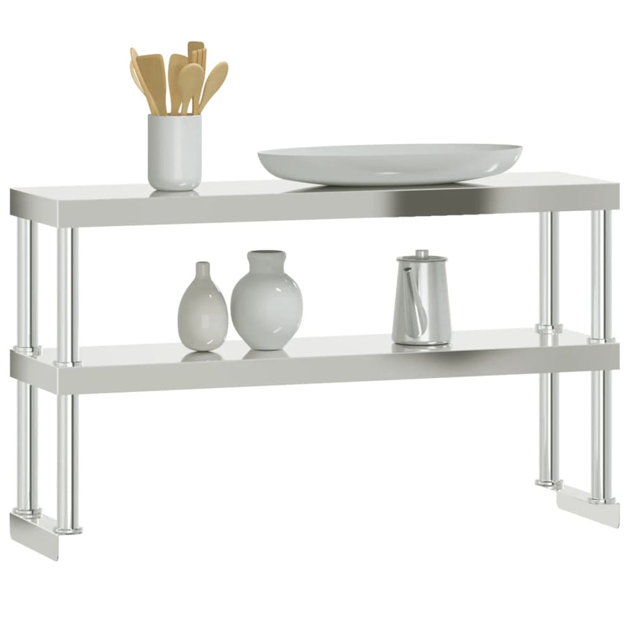 Verhoging Voor Werktafel 2-Laags Roestvrij Staal 110 x 30 x 65 cm