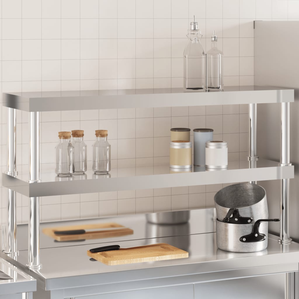 Verhoging Voor Werktafel 2-Laags Roestvrij Staal 110 x 30 x 65 cm