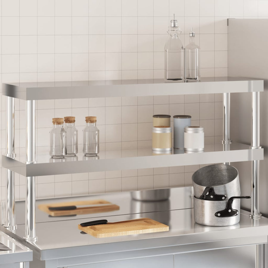 Verhoging Voor Werktafel 2-Laags Roestvrij Staal 110 x 30 x 65 cm