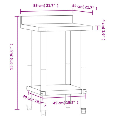 Keukenwerktafel Met Spatscherm 55X55X93 Cm Roestvrij Staal